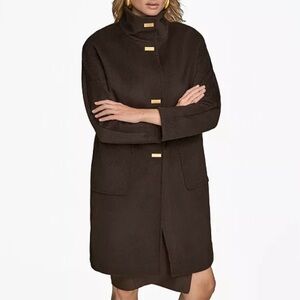 Donna Karan New York Women's Stand-Collar Single-Breasted Coat